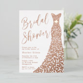 Real Rose Gold Gown Brautparty Einladung (Stehend vorne)