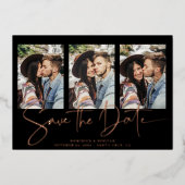 Real Rose Gold Save the Date handschriftlich Folieneinladung (Vorderseite)