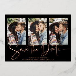 Real Rose Gold Save the Date handschriftlich Folieneinladung