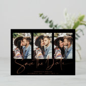 Real Rose Gold Save the Date handschriftlich Folieneinladung (Stehend vorne)