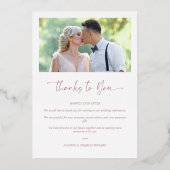 Real Rosen Gold Blumenrahmen 2 Fotos dank Zitat Folieneinladung (Rückseite)