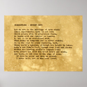 Real Schreibwriter Shakespeare Sonnet 116 (CXVI) Poster