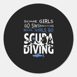 Real Scuba Diving Girl I Go Schwimmen Funny Gift Runder Aufkleber