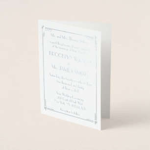Real Silver Foil Art Deco Hochzeitsfeiern Folienkarte