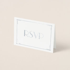 Real Silver Foil Art Deco Wedding RSVP Cards 3.5x5 Folienkarte
