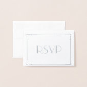 Real Silver Foil Art Deco Wedding RSVP Cards 3.5x5 Folienkarte (Vorderseite mit Umschlag)