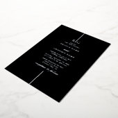 Real Silver Foil Black Elegant Monogram Wedding Folieneinladung (Gedreht)
