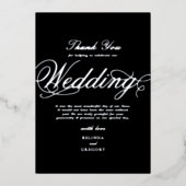 Real Silver Foil Black Wedding Vielen Dank Folieneinladung (Vorderseite)