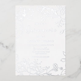 Real Silver Foil Blume Elegantes Quinceanera Party Folieneinladung