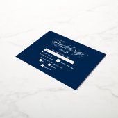 Real Silver Foil Elegane Luxury Blue Wedding RSVP Folie Einladungspostkarte (Gedreht)