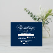 Real Silver Foil Elegane Luxury Blue Wedding RSVP Folie Einladungspostkarte (Stehend vorne)