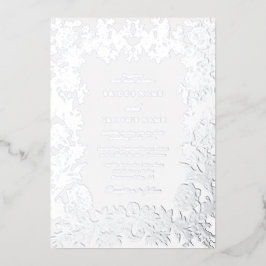 Real Silver Foil Elegante Botanische Hochzeit Folieneinladung