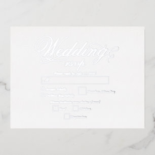 Real Silver Foil Elegante Luxury White Wedding RSV Folie Einladungspostkarte