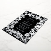 Real Silver Foil Floral Botanical Black Wedding Folieneinladung (Gedreht)