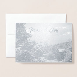 Real Silver Foil Holiday Peace & Joy Mt. LeConte Folienkarte