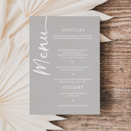 Real Silver Foil Modern Script Wedding Menu Card Folieneinladung