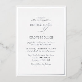 Real Silver Foil Moderne White & Silver Wedding Folieneinladung