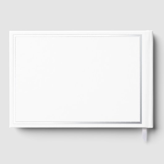 Real Silver Foil Moderne White Wedding Gästebuch (Rückseite)