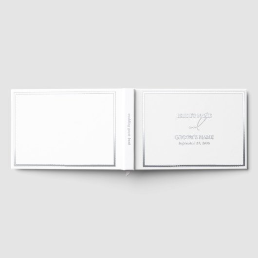 Real Silver Foil Moderne White Wedding Gästebuch (Voll)