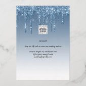 Real Silver Foil Unicorn Girly Birthday (ANY) Blue Folieneinladung (Rückseite)