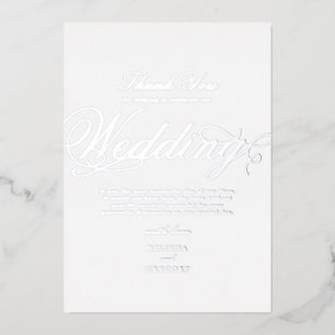 Real Silver Foil White Wedding Vielen Dank Folieneinladung
