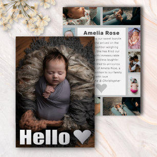 Real Silver Foto Collage Hallo Baby Ankündigung