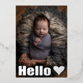 Real Silver Foto Collage Hallo Baby Ankündigung (Vorderseite)