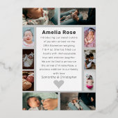 Real Silver Foto Collage Hallo Baby Ankündigung (Rückseite)