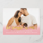 Real Snuggle Foil Fun Baby Birth Ankündigung (Vorderseite)