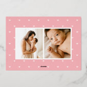 Real Snuggle Foil Fun Baby Birth Ankündigung (Rückseite)