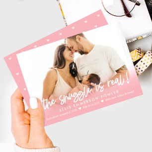 Real Snuggle Fun Baby Birth Ankündigung