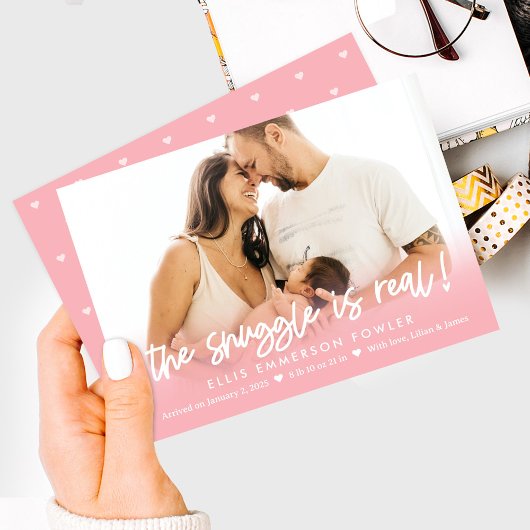 Real Snuggle Fun Baby Birth Ankündigung