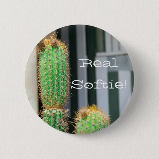 Real Softie Green Cactus Funky Button Button (Vorderseite)