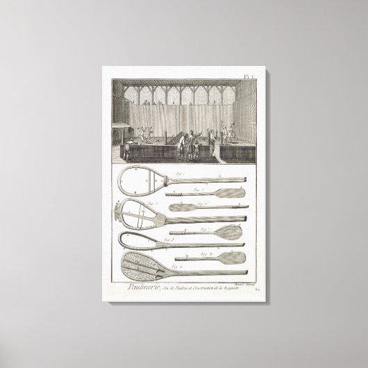 Real Tennis und der Bau von Schlägern aus Leinwanddruck (Vorderseite)