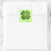 Real Vierblättriges Kleeblatt Quadratischer Aufkleber (Tasche)