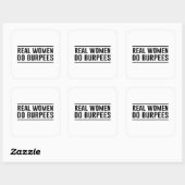 Real Women Do Burpees Quadratischer Aufkleber (Blatt)