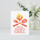 Real Women Grill Postkarte (Stehend Vorderseite)
