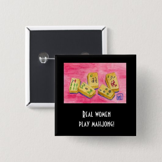 Real Women Play Mahjong Button (Vorne & Hinten)
