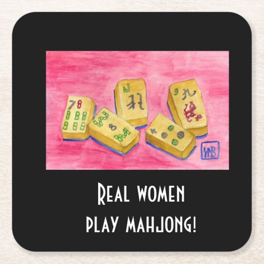 Real Women Play Mahjong Rechteckiger Pappuntersetzer (Vorderseite)