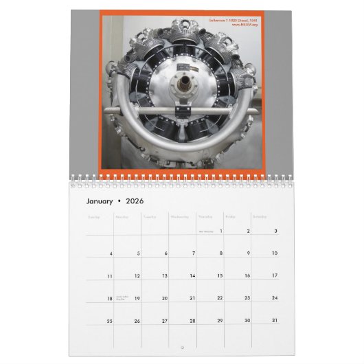 Reale Flugzeuge haben runde Motor 2013 Kalender (Jan 2026)