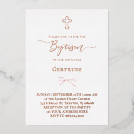 reale Folie kleiner rosa Bogen Taufe Folieneinladung