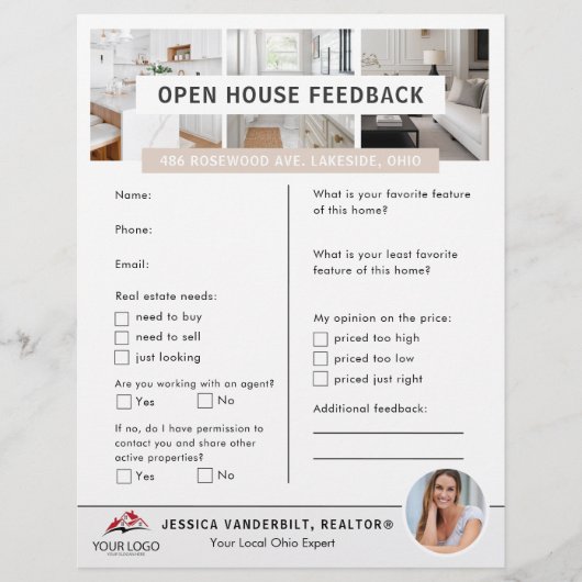 Reales Anwesen Broker Open House Feedback-Formular Flyer (Vorne)