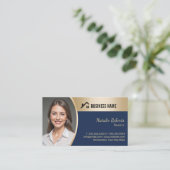 Reales Anwesen-Navy & Gold Realtor-Foto Visitenkarte (Stehend Vorderseite)