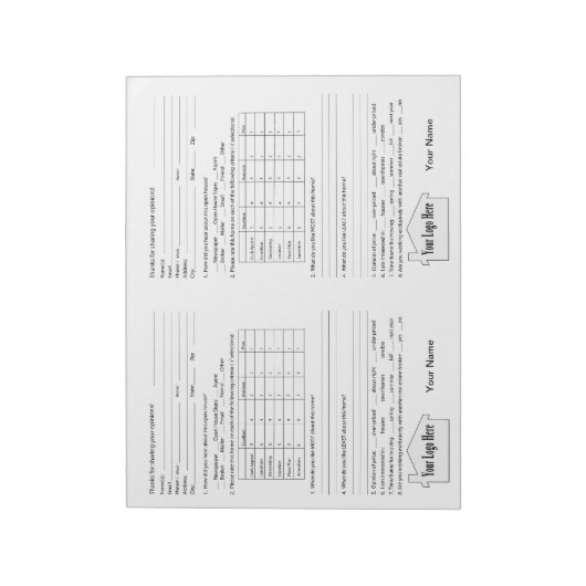 Reales Anwesen Open House Feedback Notepad Notizblock (Rotiert)