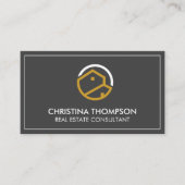 Reales Anwesen-Wohnlogo | Grauer Hintergrund Visitenkarte (Vorderseite)