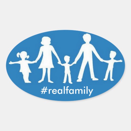 #realfamily Oval Sticker mit traditionellen Werten (Vorderseite)