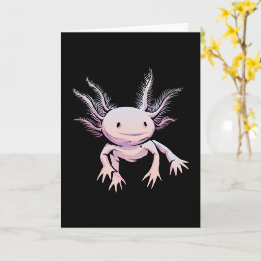 Realistic Axolotl Animal Karte (Gelbe Blume)