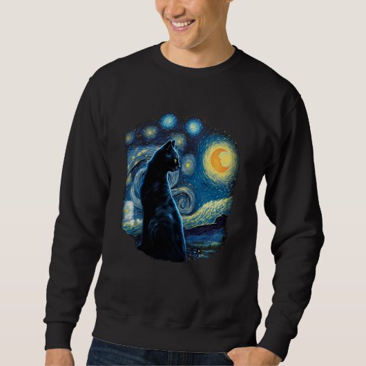 Realistic Black Cat Kitten in the space Kitten or  Sweatshirt (Vorderseite)