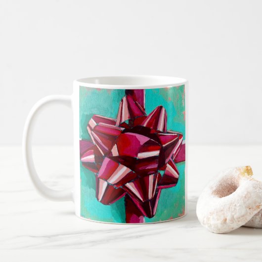Realistic Bow Painting - Holiday Decor Kaffeetasse (Mit Donut)