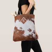 Realistic brown and white cowhide texture monogram tasche (Von Nahem)